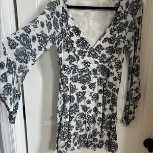 Floral Wrap Dress with Bell Sleeves